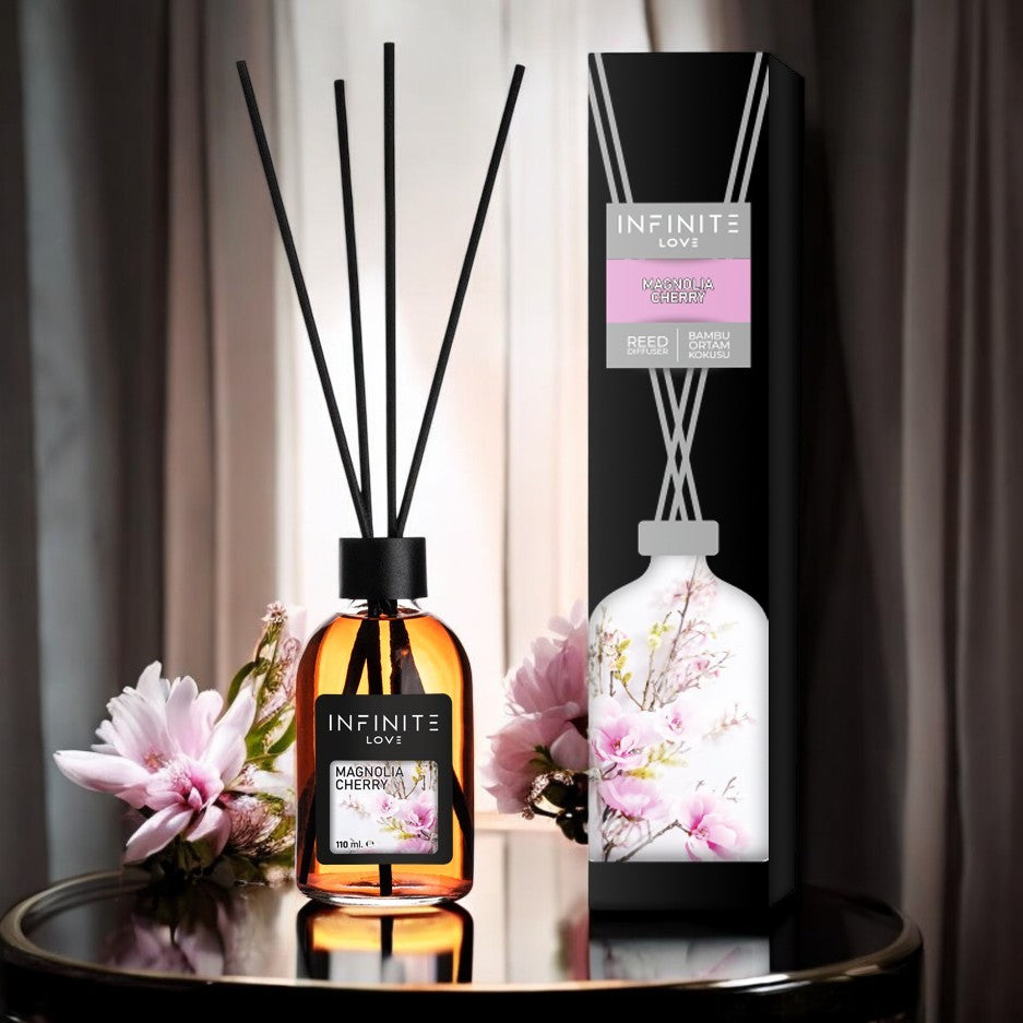 Magnolia Cherry Diffuser Set - 3.72oz (110ml) Dark Scent Diffuser with ...