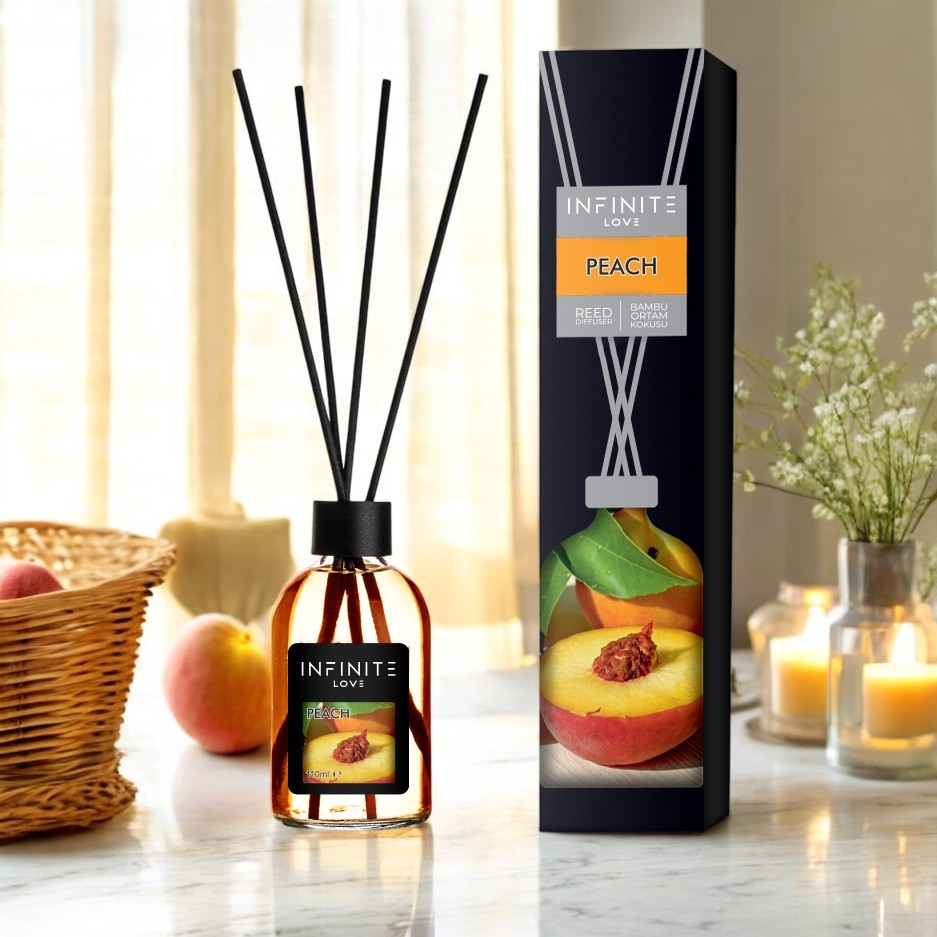 Peach Diffuser Set - 3.72oz (110ml) Dark Scent Diffuser with Sticks ...