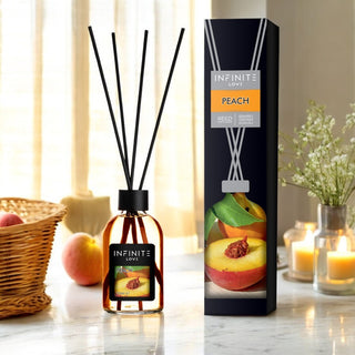 Peach Diffuser Set - 3.72oz (110ml) Dark Scent Diffuser with Sticks | Home Fragrance for Room & Shelf Decor