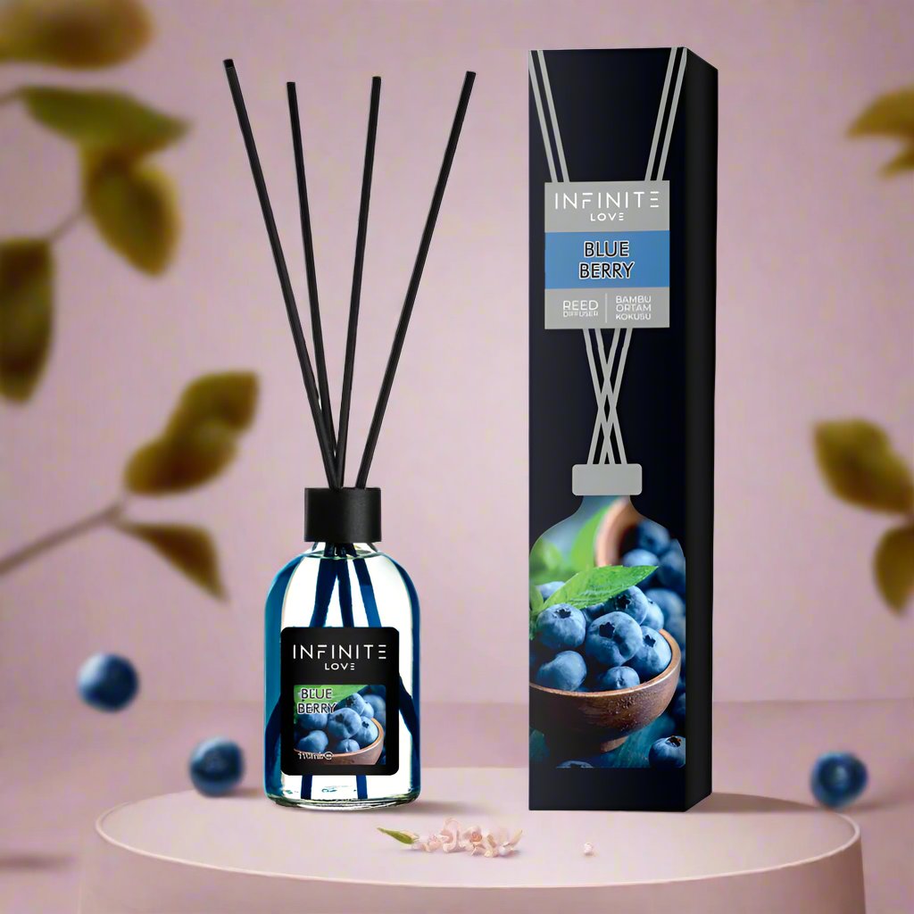 Blue Berry Reed Diffuser Set - 3.72oz (110ml) Scent Diffuser with Sticks | Home Fragrance for Room & Shelf Decor