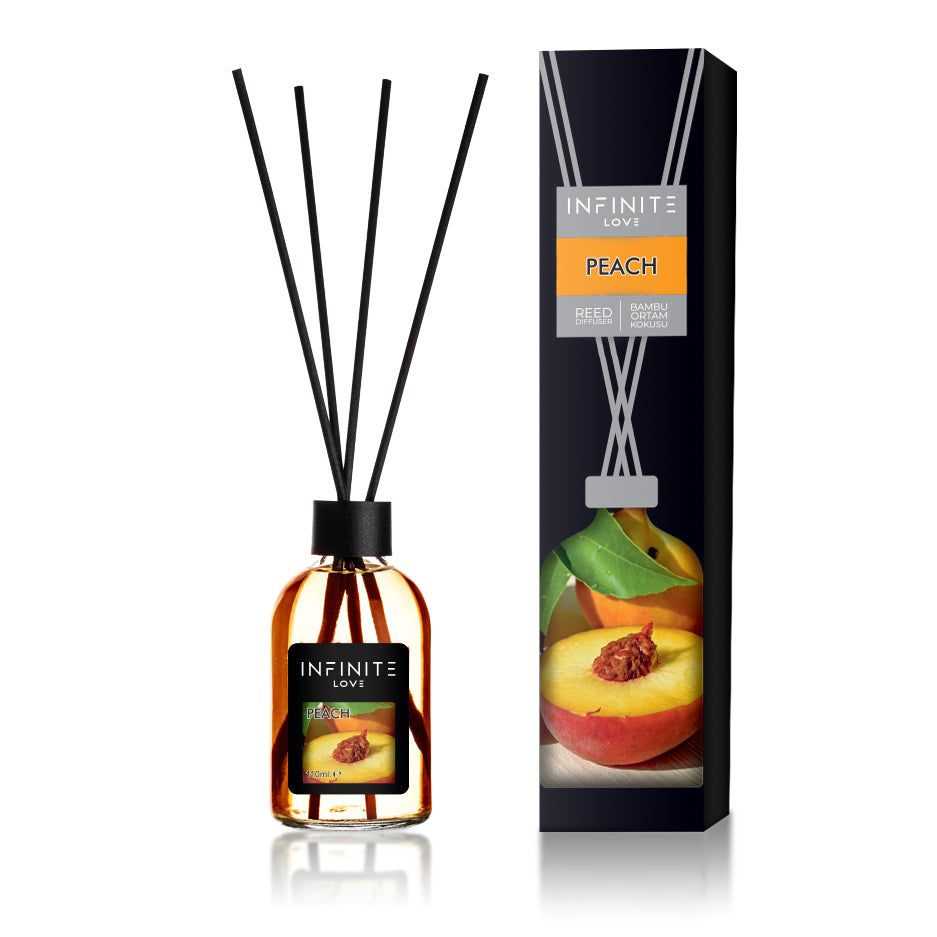 Peach Diffuser Set - 3.72oz (110ml) Dark Scent Diffuser with Sticks | Home Fragrance for Room & Shelf Decor